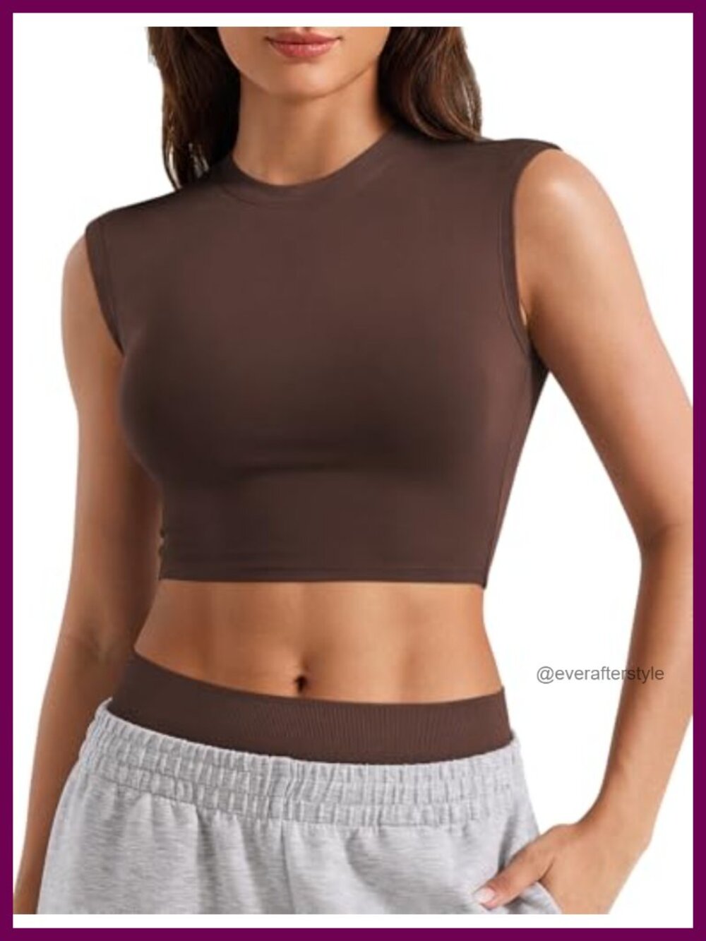 Sleeveless Workout Crop Top Buttery Soft Modal Spandex Crew Neck